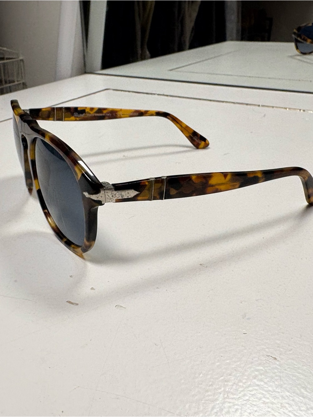 Persol Tortoiseshell Sunglasses with Blue Lenses - Men Grooming Accessory - Picture 3 of 8